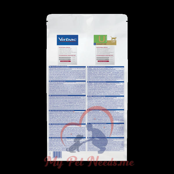 Virbac dry food for Cat Urology Urinary U3 for water intake & behavior (WIB)
